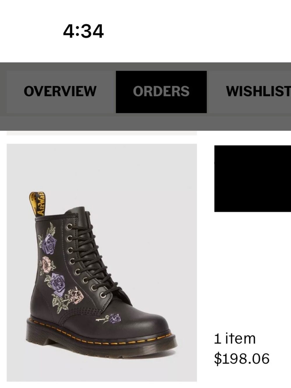 Dr. Martens Vonda Floral Leather Lace Up Boots